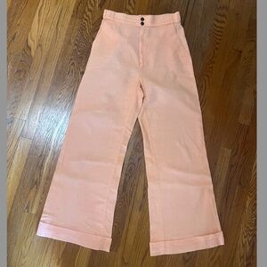 Vintage linen salmon-colored wide leg pants